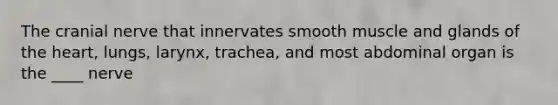 The cranial nerve that innervates smooth muscle and glands of the heart, lungs, larynx, trachea, and most abdominal organ is the ____ nerve