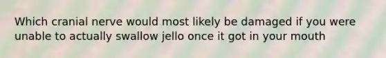 Which cranial nerve would most likely be damaged if you were unable to actually swallow jello once it got in your mouth