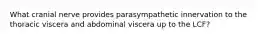 What cranial nerve provides parasympathetic innervation to the thoracic viscera and abdominal viscera up to the LCF?