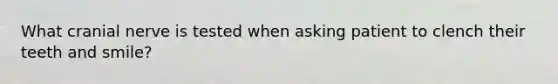 What cranial nerve is tested when asking patient to clench their teeth and smile?