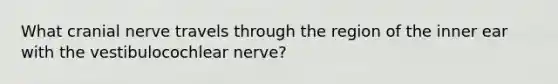 What cranial nerve travels through the region of the inner ear with the vestibulocochlear nerve?