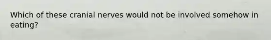 Which of these <a href='https://www.questionai.com/knowledge/kE0S4sPl98-cranial-nerves' class='anchor-knowledge'>cranial nerves</a> would not be involved somehow in eating?