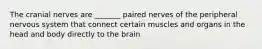 The cranial nerves are _______ paired nerves of the peripheral nervous system that connect certain muscles and organs in the head and body directly to the brain