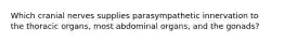 Which cranial nerves supplies parasympathetic innervation to the thoracic organs, most abdominal organs, and the gonads?