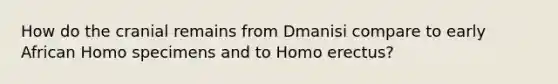 How do the cranial remains from Dmanisi compare to early African Homo specimens and to Homo erectus?