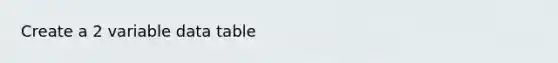 Create a 2 variable data table