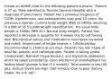 Create an ADIME note for the following patient scenario: "Patient is 37 yo. Male admitted to Toronto General Hospital with a diagnosis of pneumonia. Patient has a previous diagnosis of T2DM, hypertension, and osteoarthritis over past 10 years. No previous surgeries. Current body weight (BW) of 140lbs resulting in a BMI of 18.5 (underweight classification). His usual body weight is 160lbs (BMI 20= Normal body weight). Patient has reported a decrease in appetite for 4 weeks due to not feeling well. Biochemical values and medications have been reviewed and noted. Assessment of intake reveals < 1000kcals/day (recommended is 2500 kcal per day). Patients has low intake of total fat, protein, and carbohydrates. Patient is taking Lipitor (cholesterol), Ramipril (hypertension), and Glyburide (diabetes), which he takes consistently. Upon biochemical investigations his fasting blood glucose is low (3.5 mmol/L), Total protein is low (40 g/L), sodium levels are High (160 mmol/L) Due to poor dietary intake. He is 6' tall."