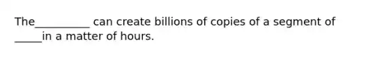 The__________ can create billions of copies of a segment of _____in a matter of hours.