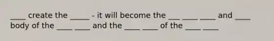 ____ create the _____ - it will become the ___ ____ ____ and ____ body of the ____ ____ and the ____ ____ of the ____ ____