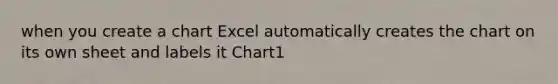 when you create a chart Excel automatically creates the chart on its own sheet and labels it Chart1