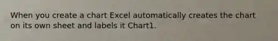 When you create a chart Excel automatically creates the chart on its own sheet and labels it Chart1.