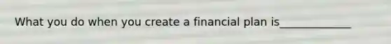 What you do when you create a financial plan is_____________