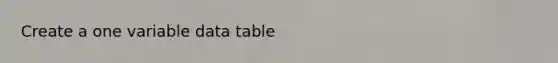 Create a one variable data table