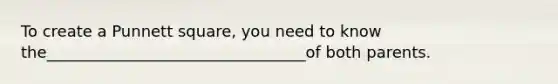 To create a Punnett square, you need to know the_________________________________of both parents.