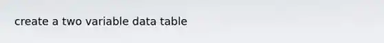 create a two variable data table