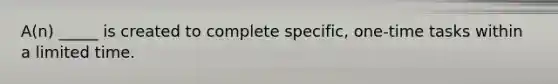 A(n) _____ is created to complete specific, one-time tasks within a limited time.