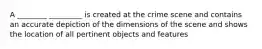 A ________ _________ is created at the crime scene and contains an accurate depiction of the dimensions of the scene and shows the location of all pertinent objects and features