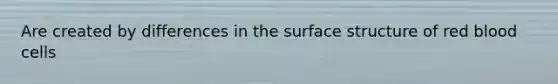 Are created by differences in the surface structure of red blood cells