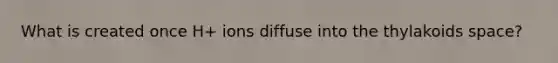 What is created once H+ ions diffuse into the thylakoids space?