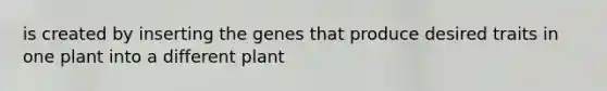 is created by inserting the genes that produce desired traits in one plant into a different plant