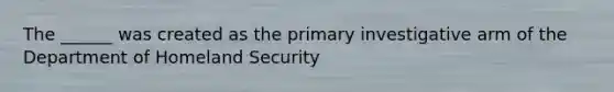 The ______ was created as the primary investigative arm of the Department of Homeland Security