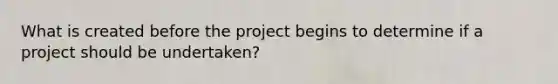 What is created before the project begins to determine if a project should be undertaken?