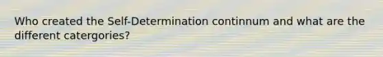 Who created the Self-Determination continnum and what are the different catergories?