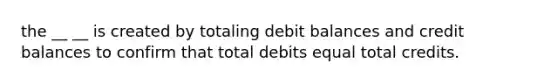 the __ __ is created by totaling debit balances and credit balances to confirm that total debits equal total credits.