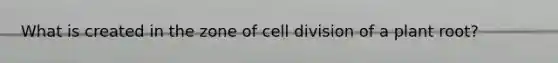 What is created in the zone of cell division of a plant root?