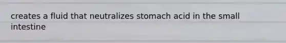 creates a fluid that neutralizes stomach acid in <a href='https://www.questionai.com/knowledge/kt623fh5xn-the-small-intestine' class='anchor-knowledge'>the small intestine</a>