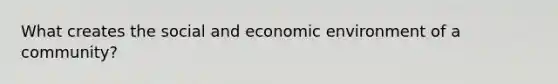 What creates the social and economic environment of a community?