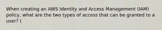 When creating an AWS Identity and Access Management (IAM) policy, what are the two types of access that can be granted to a user? (