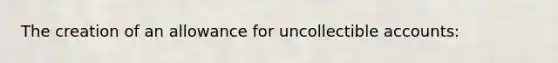 The creation of an allowance for uncollectible accounts: