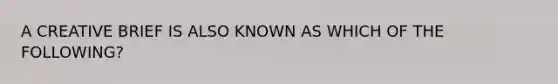 A CREATIVE BRIEF IS ALSO KNOWN AS WHICH OF THE FOLLOWING?