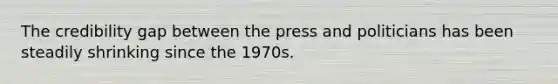 The credibility gap between the press and politicians has been steadily shrinking since the 1970s.