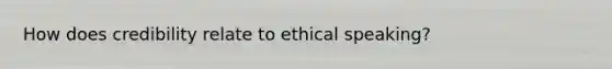 How does credibility relate to ethical speaking?