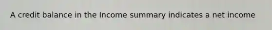 A credit balance in the Income summary indicates a net income
