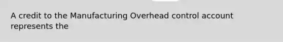 A credit to the Manufacturing Overhead control account represents the