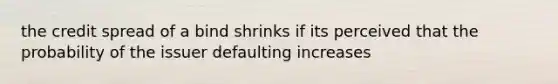 the credit spread of a bind shrinks if its perceived that the probability of the issuer defaulting increases