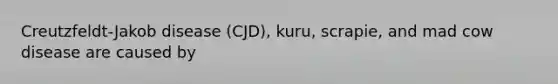 Creutzfeldt-Jakob disease (CJD), kuru, scrapie, and mad cow disease are caused by