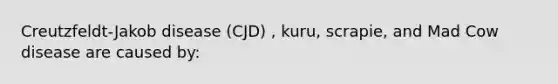 Creutzfeldt-Jakob disease (CJD) , kuru, scrapie, and Mad Cow disease are caused by: