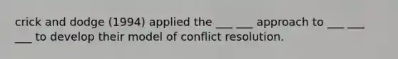 crick and dodge (1994) applied the ___ ___ approach to ___ ___ ___ to develop their model of conflict resolution.