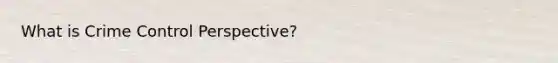 What is Crime Control Perspective?