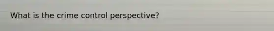 What is the crime control perspective?