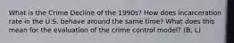 What is the Crime Decline of the 1990s? How does incarceration rate in the U.S. behave around the same time? What does this mean for the evaluation of the crime control model? (B, L)