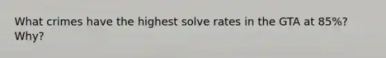 What crimes have the highest solve rates in the GTA at 85%? Why?