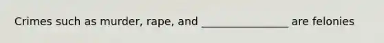 Crimes such as murder, rape, and ________________ are felonies