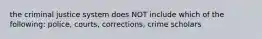 the criminal justice system does NOT include which of the following: police, courts, corrections, crime scholars