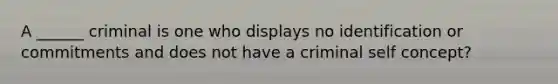 A ______ criminal is one who displays no identification or commitments and does not have a criminal self concept?​