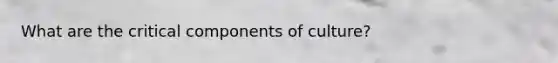 What are the critical components of culture?